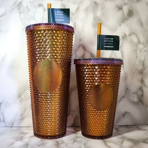 Starbucks Spring 2021 Iridescent Gold 50th Anniversary Edition Studded Cup Set